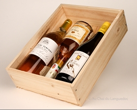 Caisse bois vins blanc, rouge et rosé